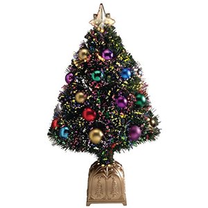 lot 6164 image: HOLIDAY PEAK Northwoods Greenery Fiber Optic Christmas Tree with Ball Ornaments, 32-in. Tall