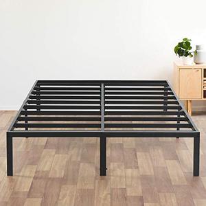 lot 6185 image: Olee Sleep 14 Inch Heavy Duty Steel Slat Anti-slip Support Easy Assembly Mattress Foundation Bed Frame Noise Free No Box Spring Needed, Queen