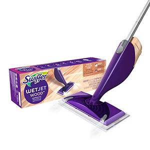 lot 6243 image: Swiffer WetJet Wood Floor Mopping and Cleaning Starter Kit, 1 Mop, 10 Pads, Cleaning Solution, Batteries