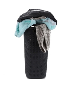 lot 6252 image: Mind Reader 60 Liter Laundry Basket, Laundry Hamper with Cutout Handles, Washing Bin, Dirty Clothes Storage, Bathroom, Bedroom, Closet, Gray (No Lid)