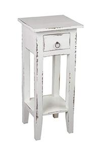 lot 6263 image: Sunset Trading Shabby Chic Cottage Table, Small One Drawer, Light Distressed whitewash