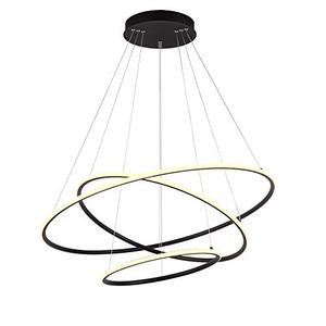 lot 6264 image: Royal Pearl Modern 3-Ring LED Chandelier Dimmable Contemporary Ceiling Light LED Pendant Light for Dinning Room, Living Room, Warm White, Black