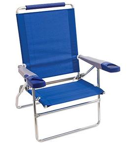 lot 6265 image: Rio Brands Beach 15 Extended Height 4 Position Folding Beach Chair, Blue (SC615-28-1)