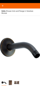 lot 47 image: Delta ShowerArm and Flange in Venetian Bronze