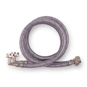 lot 55 image: Everbilt 4 ft. Universal Stainless Steel Washing Machine Hose with Elbow (2-Pack)