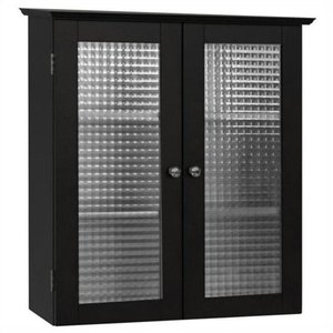 lot 70 image: Elegant Home Fashions Chesterfield Collection Wall-Mount Medicine Cabinet with Tempered-Glass Doors, Espresso