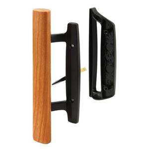 lot 93 image: Prime-Line Products C 1131 Sliding Door Handle Set, Wood Handle, Black Diecast