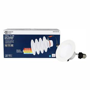 lot 119 image: Commercial Electric 4 in. Matte White Integrated LED Recessed Trim 5-ways (4-Pack)