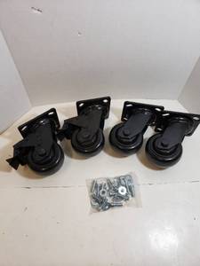 lot 154 image: Caster Wheels for Heavy Duty Work Bench--4 wheels & Screws-Black