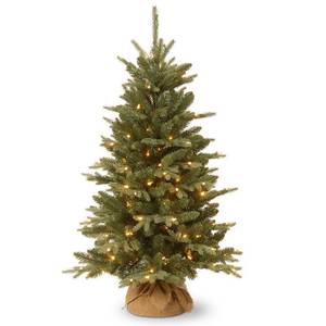 lot 300 image: National Tree 4 Burlap Tree with 150 Clear Lights