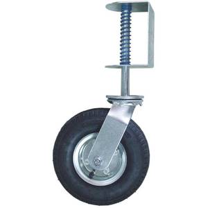 lot 192 image: Shepherd Hardware 9798 Spring Loaded Swivel Pneumatic Wheel Gate Caster 8, (Qty-2) Silver, Plate Height 4 Width 3.25, Product Depth 8.8, Height 18.8, Width 5