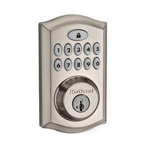 lot 213 image: Kwikset 913 SmartCode� UL Electronic Deadbolt featuring SmartKey� in Satin Nickel