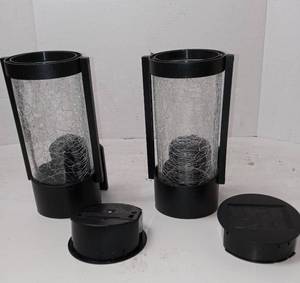 lot 222 image: 2 Sterno Solar Wall Lights, Black, HD41250