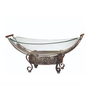 lot 237 image: Deco 79 Glass Bowl Metal Stand, 23 by 10-Inch