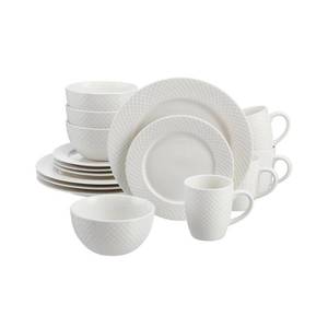 lot 238 image: Home Decorators Collection Leighton 16-Piece Textured White Stoneware Dinnerware Set (Service for 4)