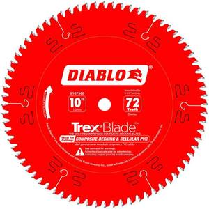 lot 288 image: Diablo TrexBlade 10 in. Dia. x 58 in. Carbide Saw Blade 72 teeth 1 pk