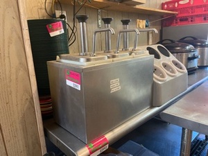 lot 3991 image: Sauce Pumps And Silverware Caddy