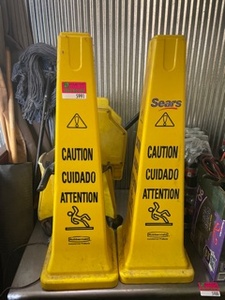 lot 5991 image: Mop Bucket And Wet Floor Signs