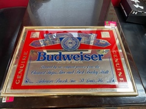lot 5996 image: Budweiser Mirror Frame Art, Muhammad Ali, James Dean Framed Posters