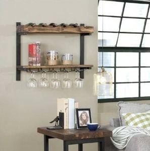 lot 18702 image: Carbon Loft Lawrence Wall Shelving with Wine Storage