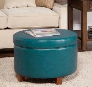 lot 18704 image: Porch & Den Rockwell Large Leatherette Storage Ottoman- Retail$93.99