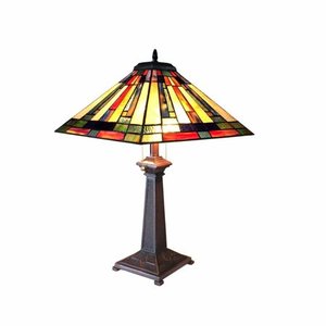 lot 18715 image: CHLOE Lighting GERARD Tiffany-style 2 Light Mission Table Lamp 16 Shade