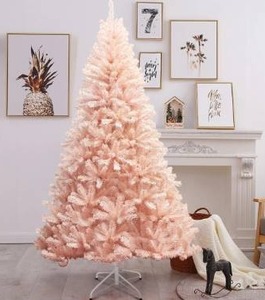 lot 18723 image: 6 Foot- Pink Faux PVC Christmas Tree with Iron Stand