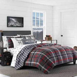 lot 18728 image: Gray Willow Plaid Comforter Set (FullQueen) - Eddie Bauer