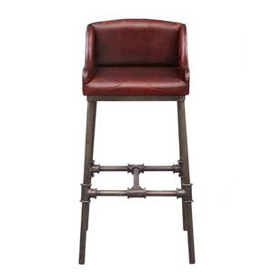 lot 18734 image: Delacora Hm-Ds-P006044 Brandon 22 Wide Aluminum Framed Leather Bar Stool - Red
