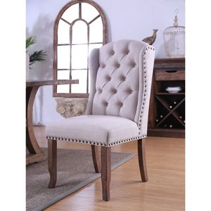 lot 18754 image: (2)Furniture of America Farmhouse Upholstered Dining Chairs (Set of 2)- Retail$414.67