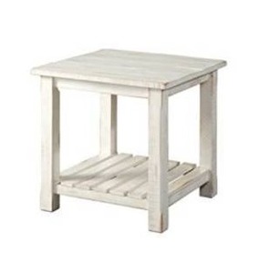 lot 18760 image: Martin Svensson Home Barn Door End Table, Antique White