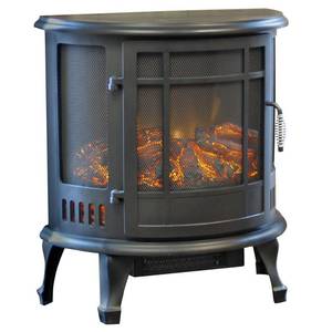 lot 18765 image: Richmond 180° Curved Infrared Stove Heater - Black - Estate Design