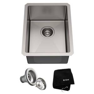 lot 18768 image: KRAUS Standart PRO� 14-inch 16 Gauge Undermount Single Bowl Stainless Steel Kitchen Bar Sink