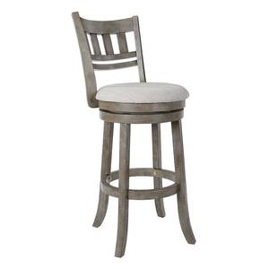 lot 18772 image: Swivel Stool 30 with Slatted Back in Antique Grey Finish