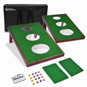 lot 18797 image: GoSports BattleChip VERSUS Golf Game Includes Two 3 x 2 Targets, 16 Foam Balls, 2 Hitting Mats, Scorecard and Carrying Case