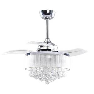 lot 18800 image: Chrome 36-inch Crystal 3-Blade Ceiling Fan with Remote - Retail$166.49