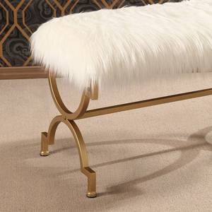lot 18803 image: Abbyson Zoe White Faux Fur Iron Rectangle Bench - Retail$141.00