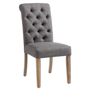 lot 18804 image: The Gray Barn Oakfield Tufted Linen Dining Chair (Set of 2)- Retail$313.99