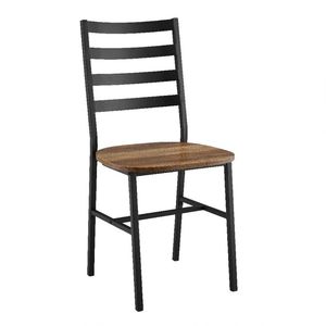 lot 18805 image: Walker Edison Furniture CH18SBMW2RO Slat Back Metal & Wood Dining Chair, Reclaimed Barnwood - 36 x 16 x 17 in. - Pack of 2
