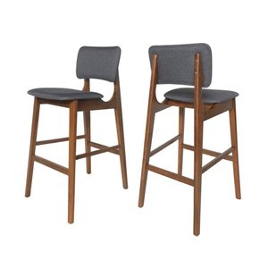 lot 18807 image: Fessenden 42 Wooden Bar Chair with Fabric Seats (Set of 2) by Christopher Knight Home- Retail$199.99