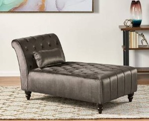 lot 18828 image: Rubie Velvet Chaise by Christopher Knight Home - Grey