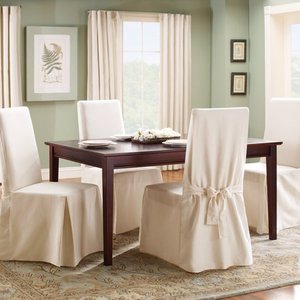 lot 18841 image: (Set of 4)Sure Fit Cotton Classic Dining Chair Slipcover