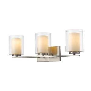 lot 18852 image: Graceful 3-Shade Vanity Light in Brushed Nickel