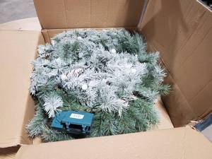 lot 18860 image: Artificial Garland - 9 Foot- 9 Winter Pine Battery Operated Garland with LED Lights