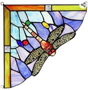 lot 18864 image: Dragonfly Chloe Tiffany Style Stained Glass Window