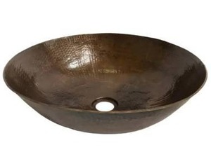 lot 18868 image: Handmade 15 Hammered Copper Shallow Vessel Sink (Mexico)
