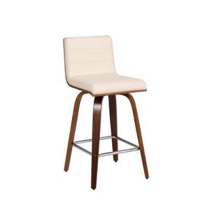 lot 18869 image: Carson Carrington Skara 26-inch Swivel Counter Height Barstool in Walnut Wood Finish with PU Upholstery- Retail$147.99