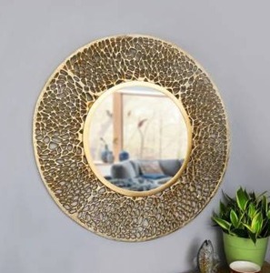 lot 18880 image: Drake Gold 32-inch Diameter Round Wall Mirror - 32 dia.- Retail$201.49