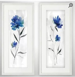 lot 18883 image: Beautiful Blue 2-piece glass covered Framed Print