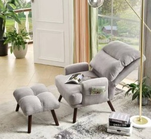 lot 18892 image: OVIOS Recliner chair with ottoman,Velvet wingback chair,Mid Century reading chair for living room,Adjustable accent chair- Retail$282.49